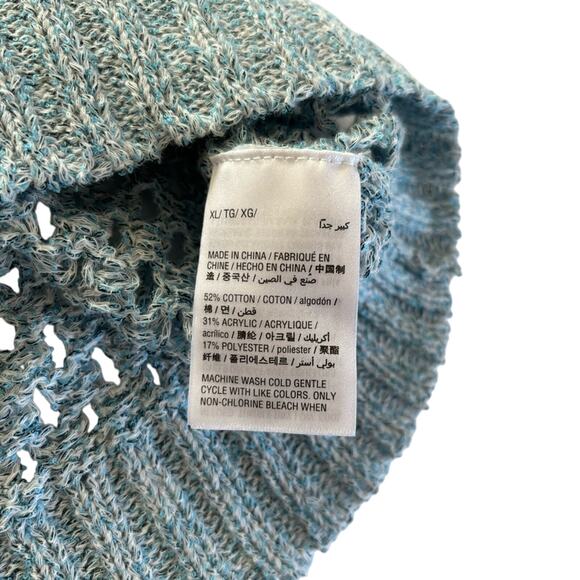 INC International Concepts Women's Blue Seashell Open Stitch Hoodie Sweater XL - Picture 8 of 11